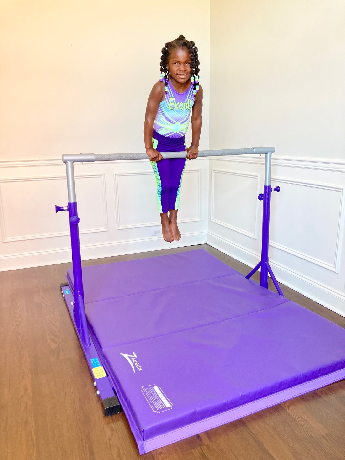 Z Athletic Kip Bar and 4' x 6' x 2" Gymnastics Mat Bundle